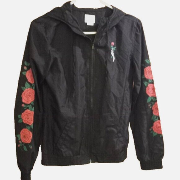 Zumiez Empyre Women’s Small Windbreaker Jacket – Rose Gothic Black Lightweight” - Picture 1 of 5